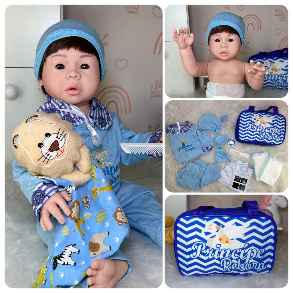 Bebê Reborn Menino Realista 100% Silicone Com Itens e Bolsa