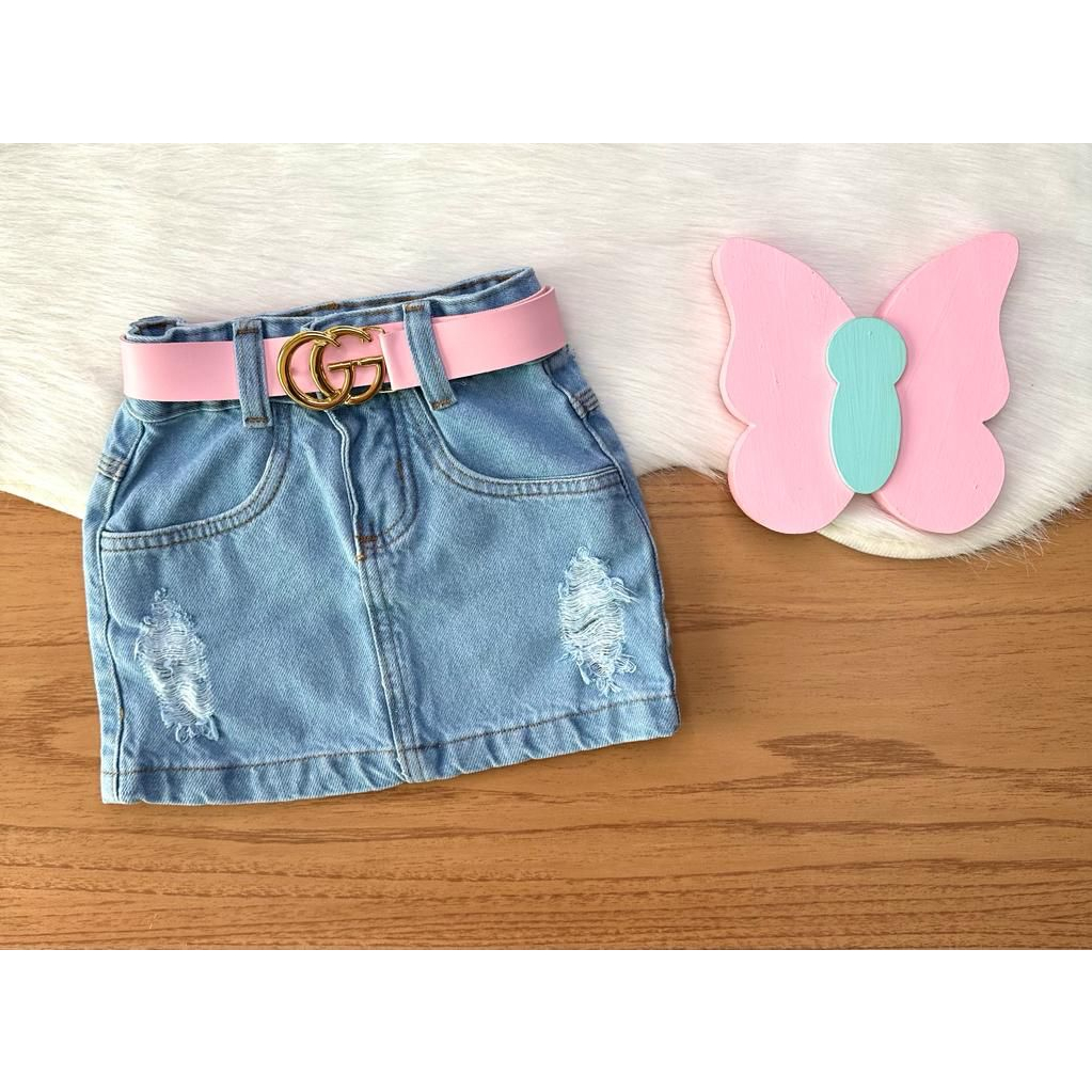 Saia infantil de perna de store calça jeans