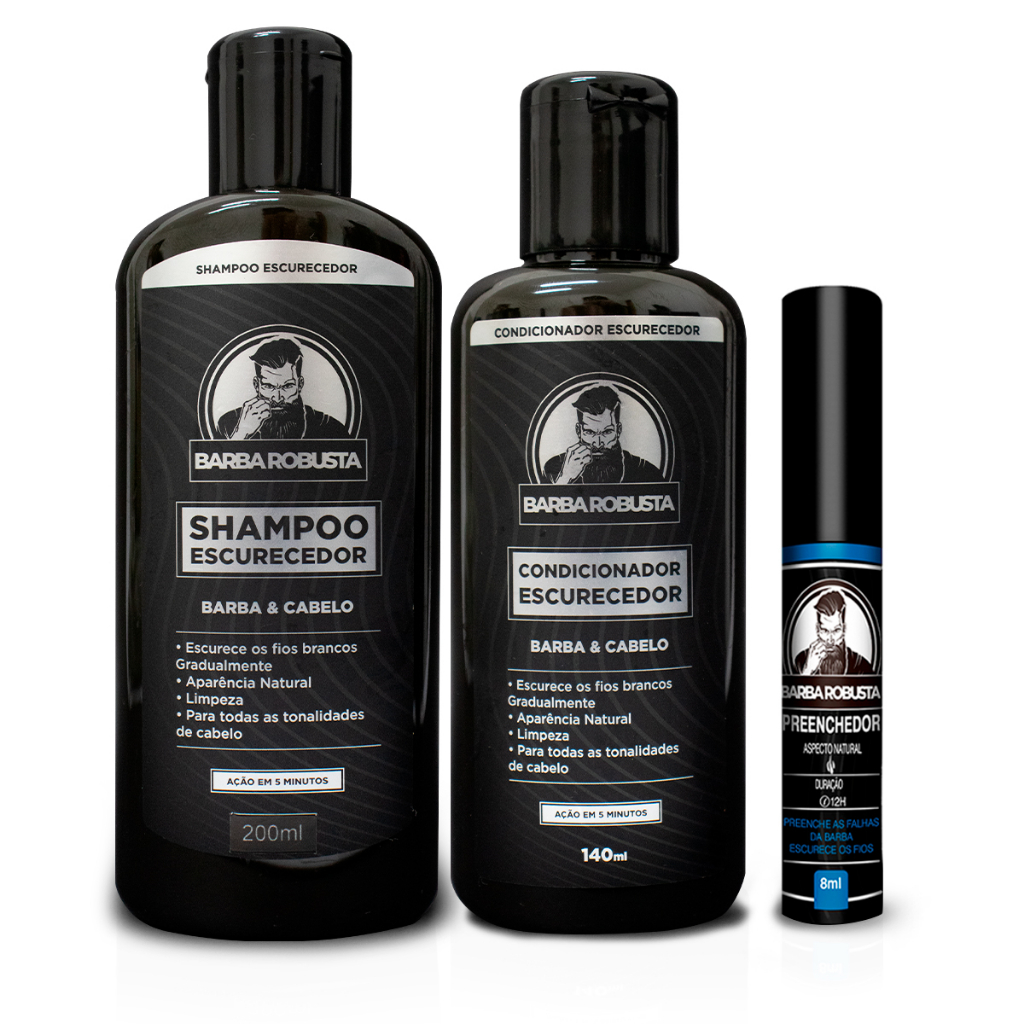 Kit escurece barba robusta preenchedor shampoo condicionador | Shopee ...