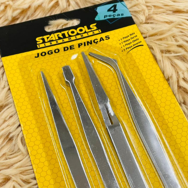 Jogo 4 Pinças Startools Ferramenta De Precisão Resistente Multiuso Eletrônicos