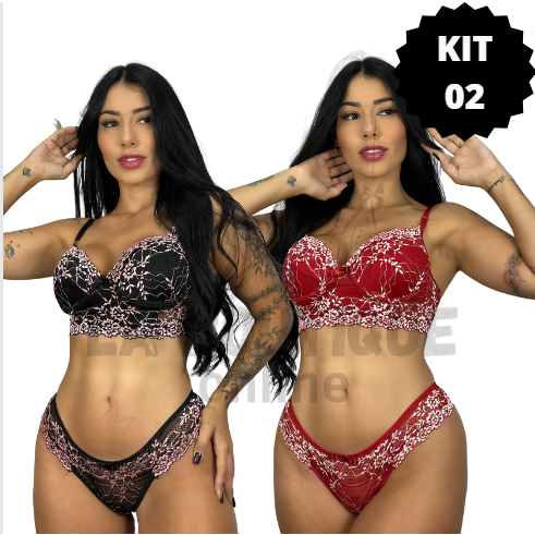 Conjunto Lingerie de Luxo 4 Estações em Renda com Forro de Malha de Algodão  em Promoção na Shopee Brasil 2024