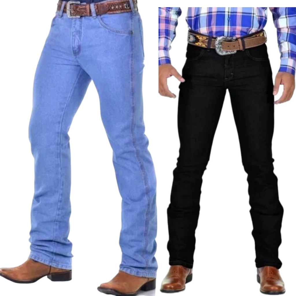 Kit 2 Calça Country Masculina Jeans Premium com Elastano Rodeio Montaria