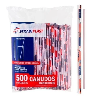 Canudo Plástico Tradicional 21cm c/500 Unidades - Strawplast - Sucos|Refrescos|Refrigerante