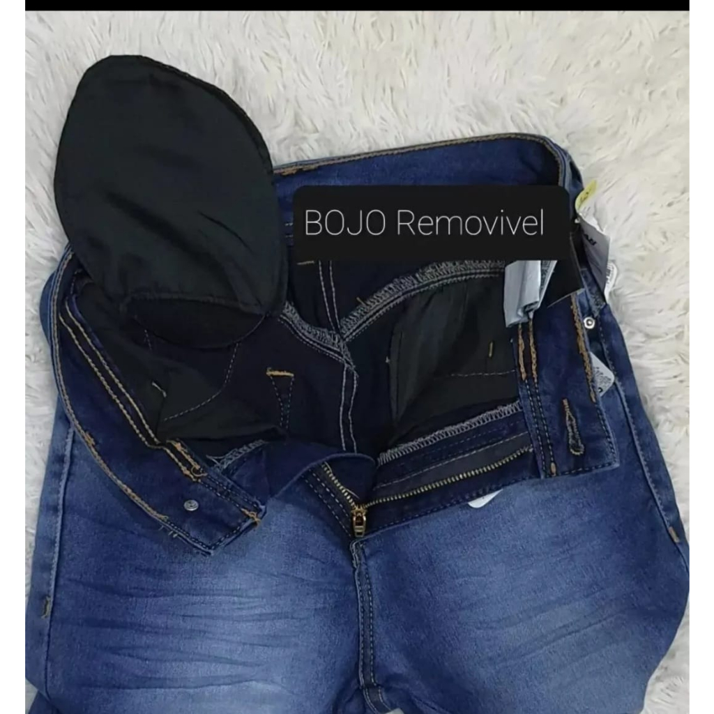 Calça jeans feminina com shops bojo