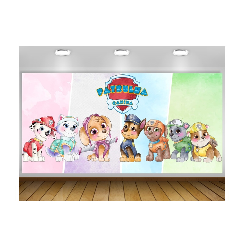 Painel de festa Patrulha canina aquarela Decoração Infantil turma completa canina Shopee Brasil