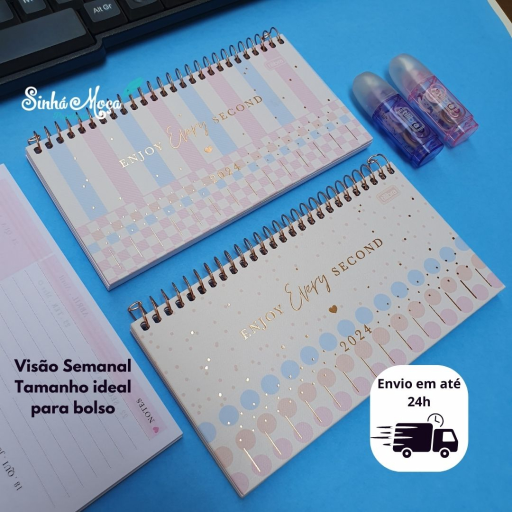 Agenda de Bolso 2024 SOHO/HAPPY 8,9x16,7 cm 64 folhas TILIBRA Semanal Feminina
