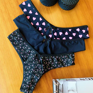 Calcinha fio duplo KIT 3 unidades em poliamida fio dental único coala
