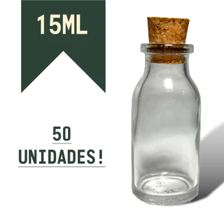 Frasco de vidro com rolha 15ml para Artesanato 50 Unidades, ideal como lebramcinha