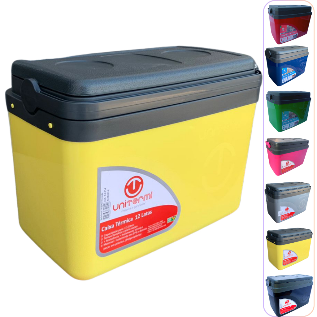Caixa térmica Cooler 7,5L Alça Tampa bandeja Floripa Unitermi