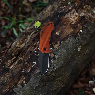 Mini Faca Canivete Tatico Retratil Portatil - Preto/Marrom