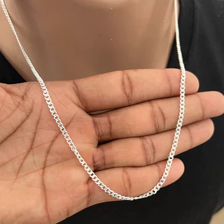 Corrente Colar Masculino Grumet 2,5mm Prata Cordão Banhado A Prata 925
