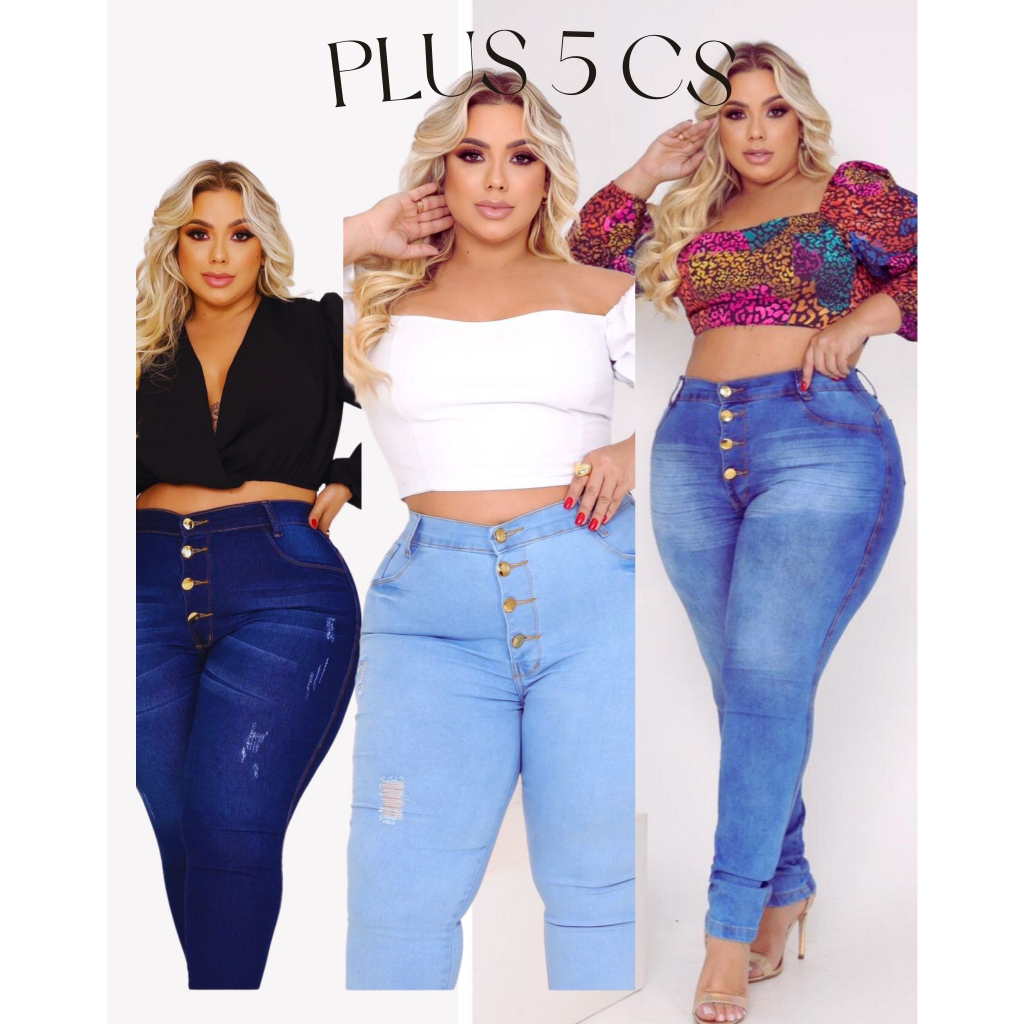 CALÇA JEANS FEMINA PLUS SIZE COM LAYCRA PREMIER
