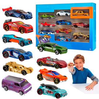 Kit Coleção 10 Carrinhos Hot Cars Carros Miniatura Carrinhos para Meninos e Meninas na caixa