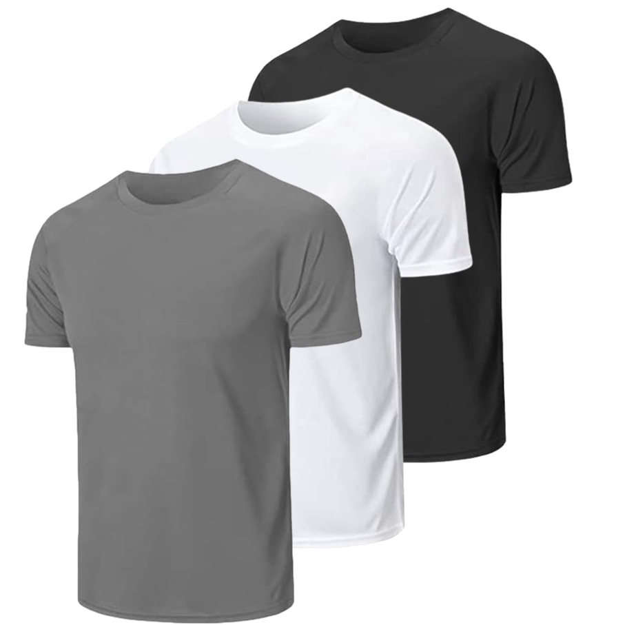 Kit 3 Camisetas Masculinas Básicas Poliéster Dia a Dia Lisas Premium