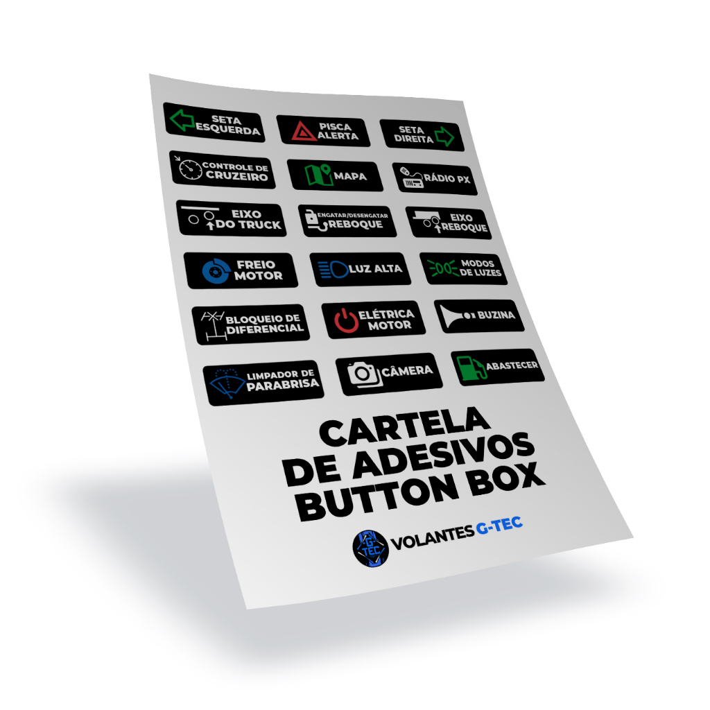 1x Cartela de Adesivos Button Box - G-TEC