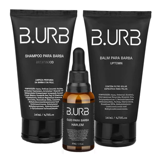 Kit Shampoo, Balm e Óleo Para Barba Black Barba Urbana - B.Urb