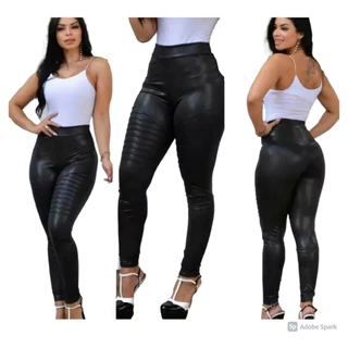 Calça Legging Cirre Skinny Brilhante Tratorada Feminina