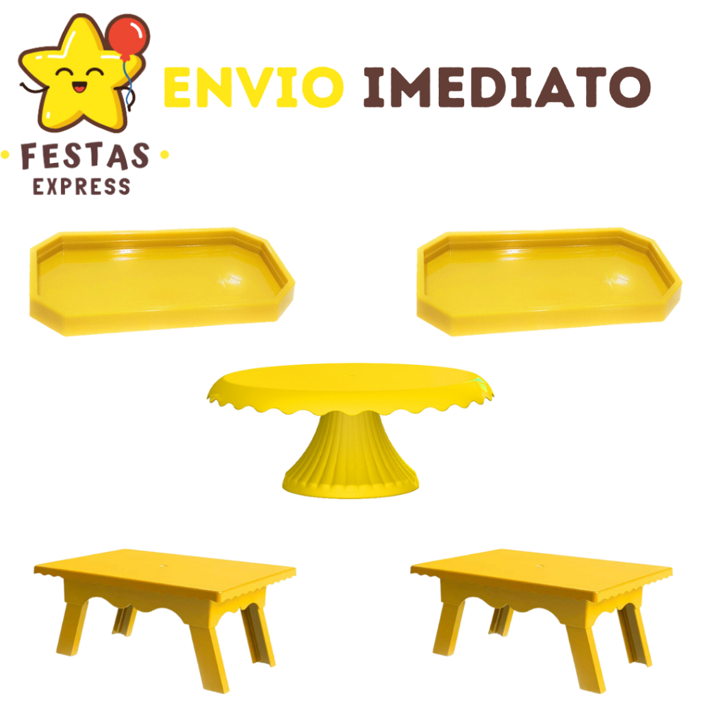 Kit Festa Lapidado - 2 Mini Lapidada , 1 Boleira Cake Renda 19cm e 2 Mesinhas