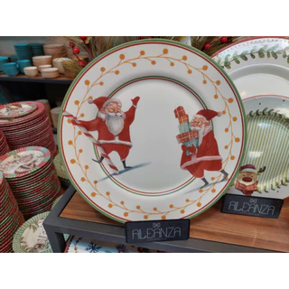 Pratos natalinos ceramica Alleanza papai noel hohoho 6 peças 28.5 cm prato raso