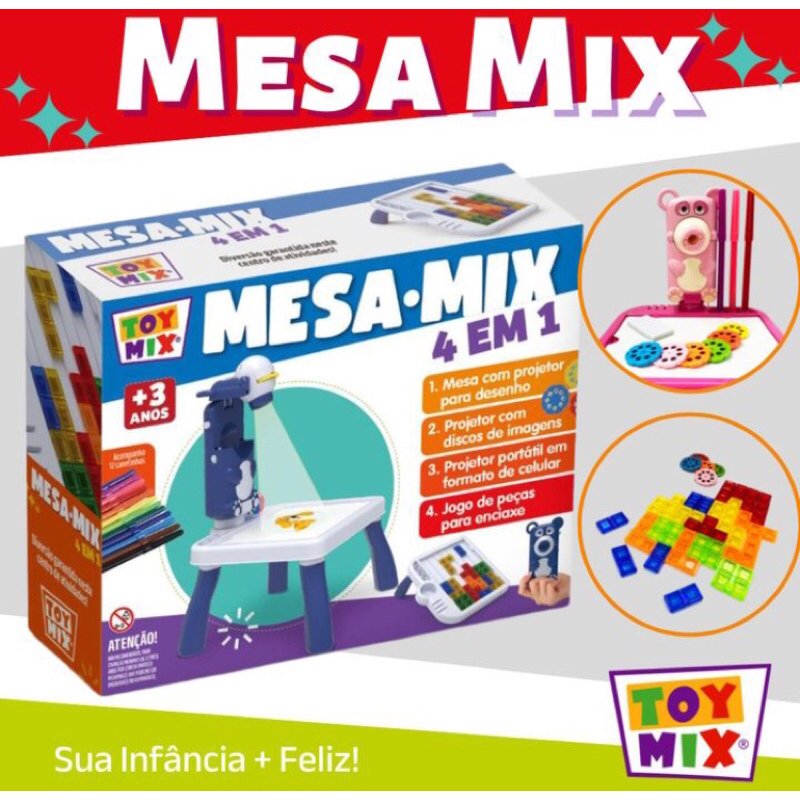 Mesa Mix 4 em 1 Projetor Infantil Estimulo e Aprendizado das
