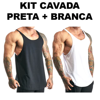 Kit 2 Regatas Masculina Cavada Algodão Lisas sem Estampa Regata Básica diversas cores - Bombey