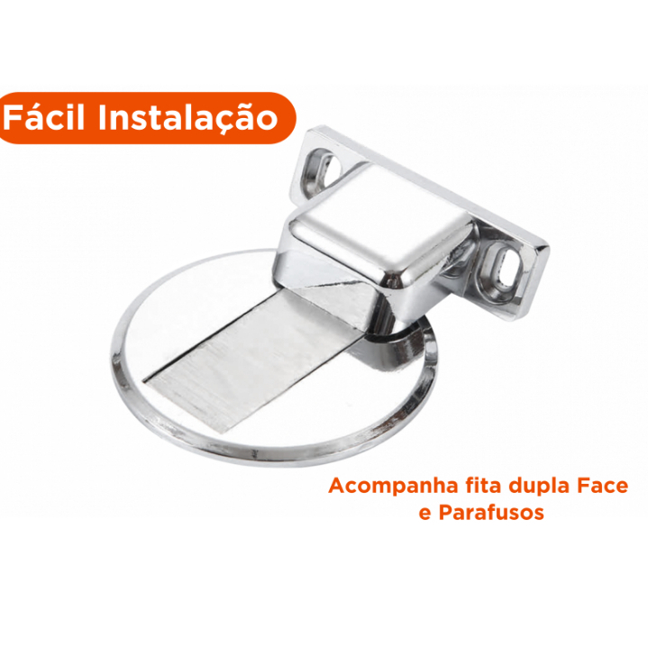 Prende / Trava Porta Magnético Slim - Cromado - Renna - Prendedor de Porta