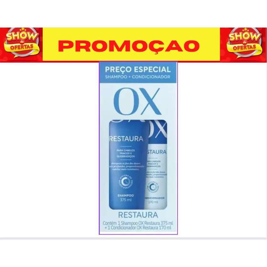 Kit Shampoo OX Restaura 375ml + Condicionador 170ml
