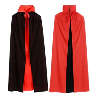 Capa De Drácula Bruxa Halloween Dupla C/Gola ou capuz Adulto 120cm