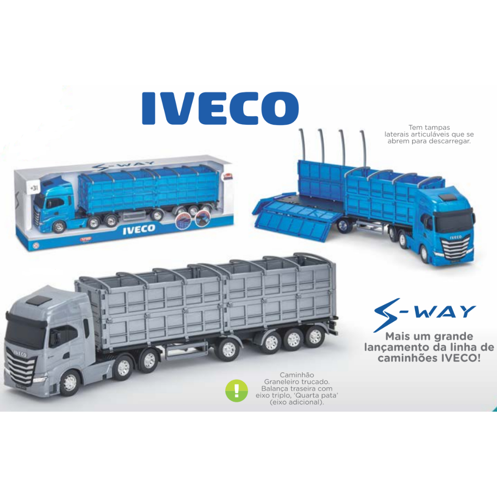 Caminhão infantil Iveco Hi Way Plataforma com Retroescavadeira