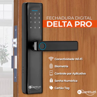 Fechadura Biometrica Digital Smart Wi-Fi Eletronica Com App Tuya Kuanttum Delta PRO