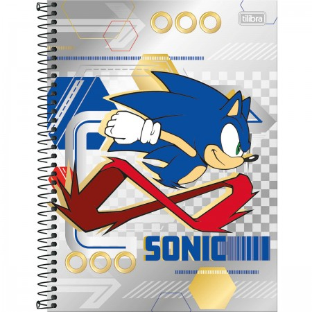 Caderno Espiral Capa Dura Universitário 1 Matéria Sonic 80 Folhas - Capa  cinza - Let's roll - Sortido