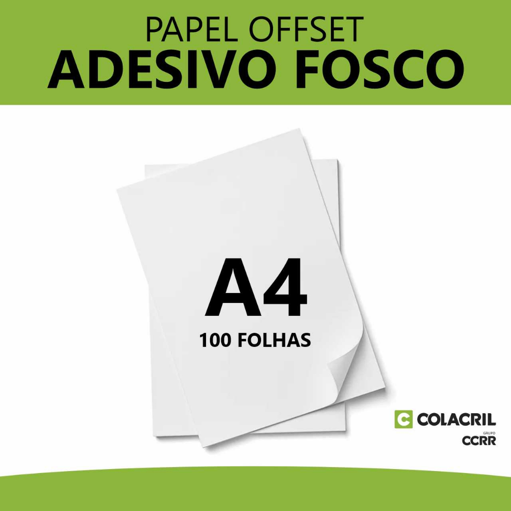 100 Folhas de Papel Adesivo Fosco - Colacril A4 (21x29,7cm) para ...
