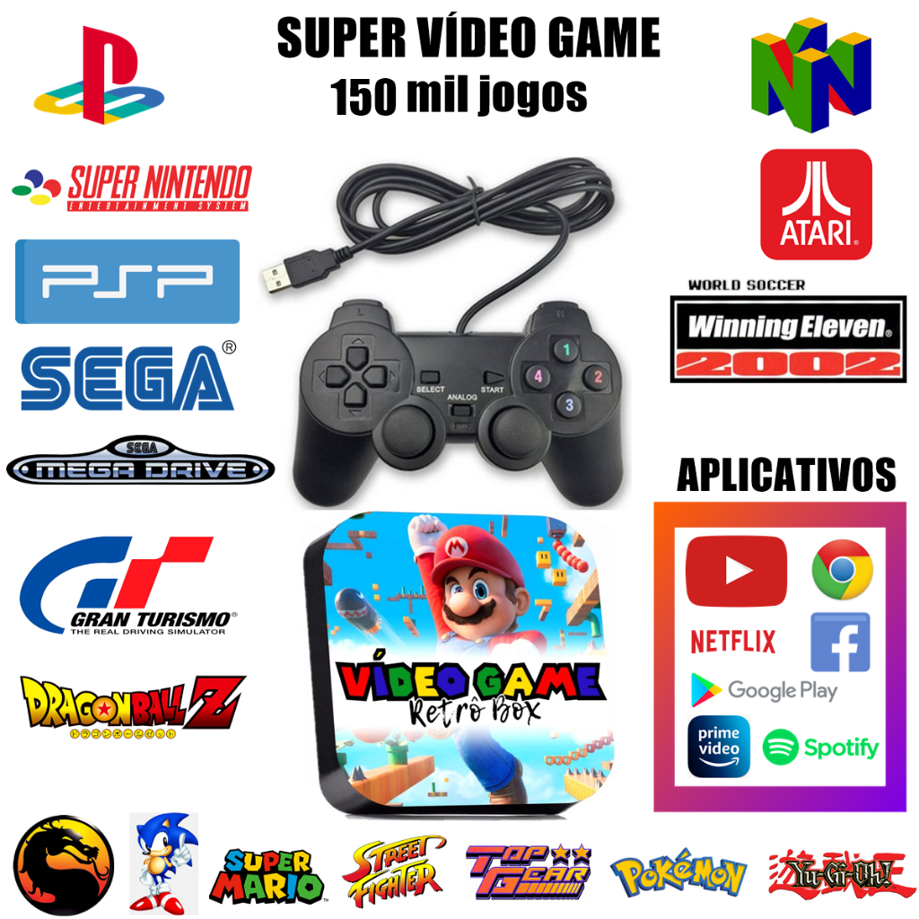 Arcade Mini Super Mario: 75 mil jogos + Netflix