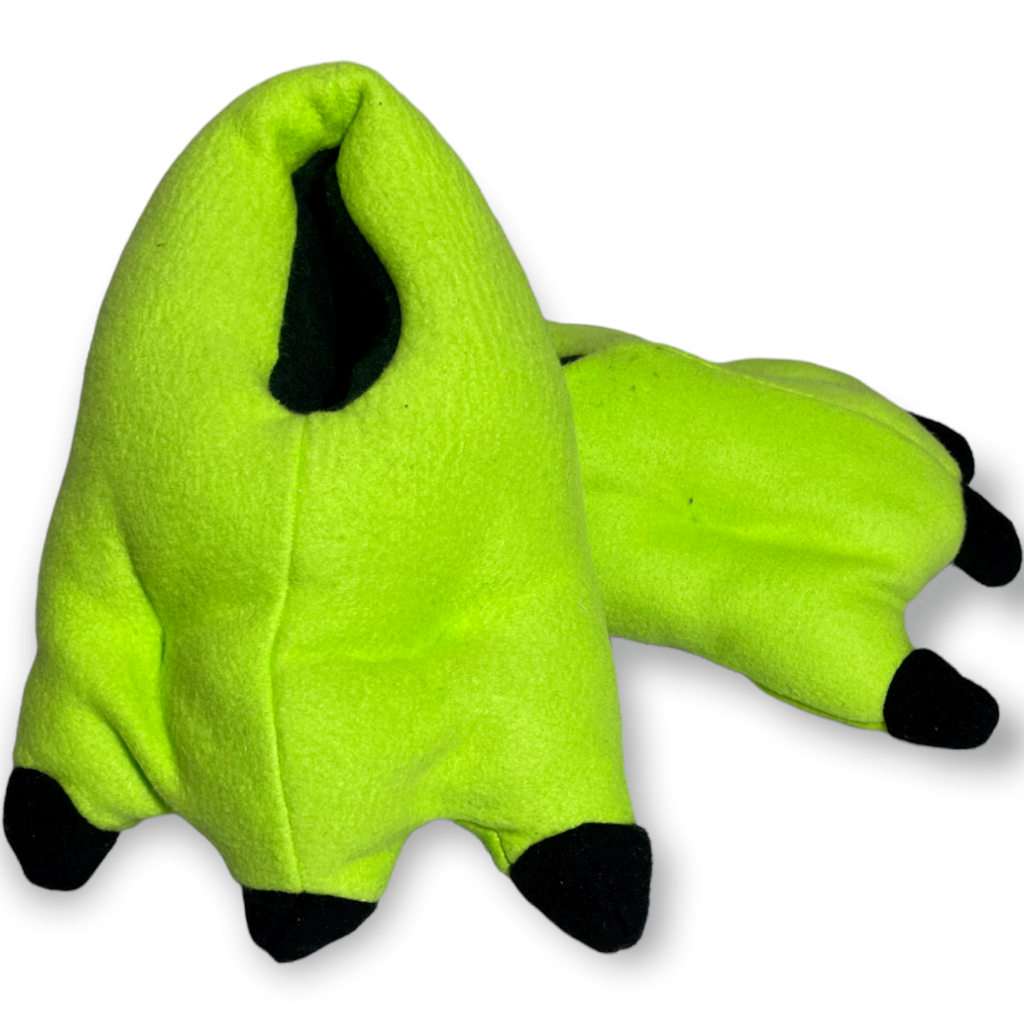 Pantufa Verde Limão Sapo 3D Garra Pelúcia Antiderrapante