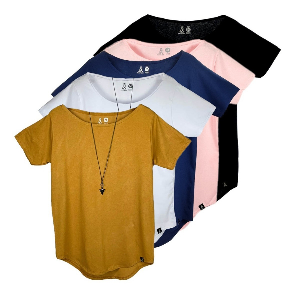 Kit de 5 Camisetas Gola Canoa Camisa Longline Oversized Long Masculina