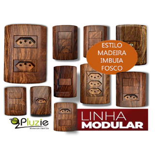 Tomadas e Interruptores Pluzie Rústico Imbuia Fosco Estilo Madeira 10a 20a