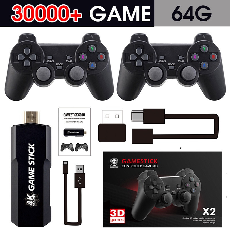 Video Game Stick 2 - Console 4k GD10 64GB 37000 MIL Jogos + 2 Controles a Pronta Entrega Jogos Retrô Para PSP PS1 GBA