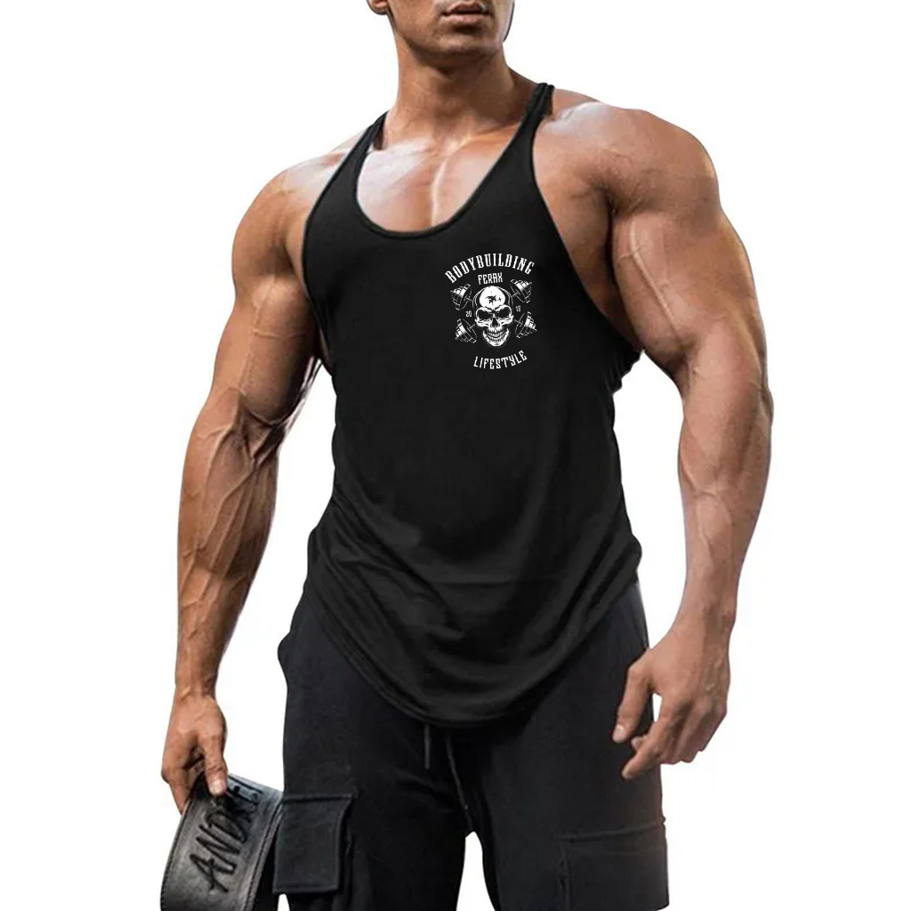 Camiseta Regata Cavada Masculina Bodybuilder Fitness Musculação