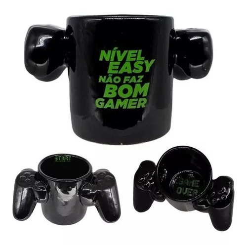 Caneca Xicara Gamer com Frase É Muito Game Over pra Uma Vida