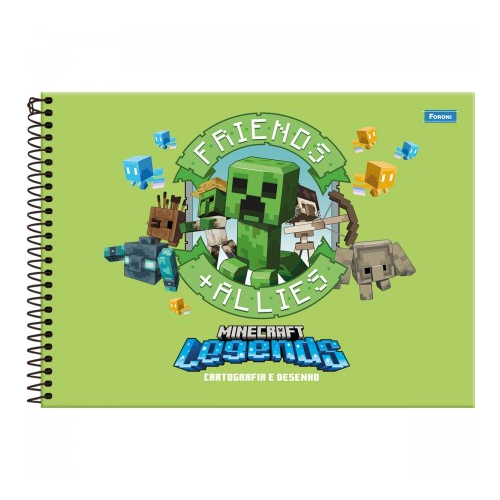Caderno Cartografia Desenho Minecraft 80 folhas - Foroni