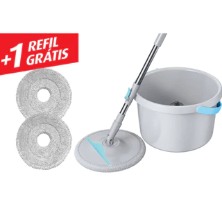 Kit Refil Grátis Rodo Mop Balde Fast Twister Centrífuga 3 Em 1