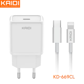 Carregador de Tomada Turbo com cabo Tipo-C para Lightning KAIDI KD-669CL