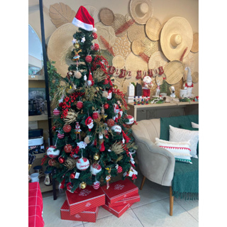 Árvore de Natal grande 150cm 138galho super cheia Luxo Verde Nevada Neve  promoção barata pé plástico