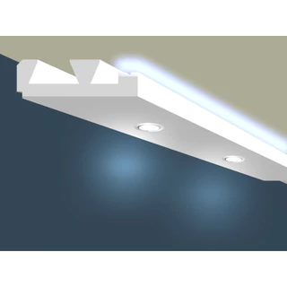 2,4m de Sanca 21cm EPS p/ Embutir Spot e Fita de LED isopor rodateto moldura cantoneira ñ gesso iso1sa210