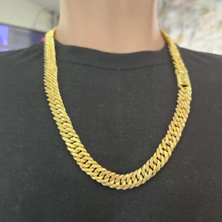 Cordão Corrente GRUMET DUPLO 12mm 70CM MOEDA ANTIGA Cor Dourada Ouro