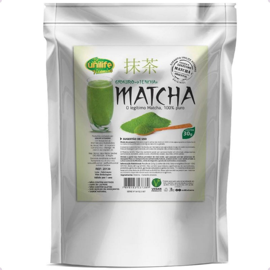 Matcha 100% Puro Chá Verde Vitamínico 30 Gramas - Unilife | Shopee Brasil