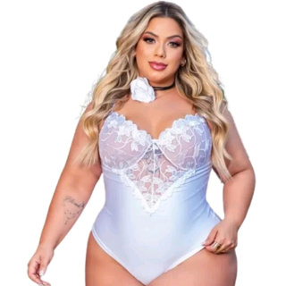 Body Renda Plus Size Com Manguinha