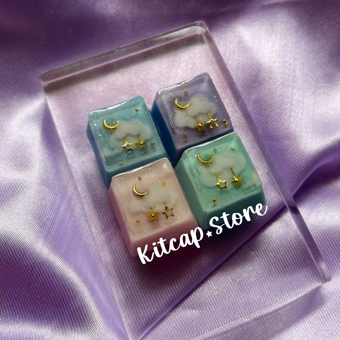 Kit 4 Keycaps Sky Dream Keycaps Fofas Para Teclado Mecânico Kawaii Céu