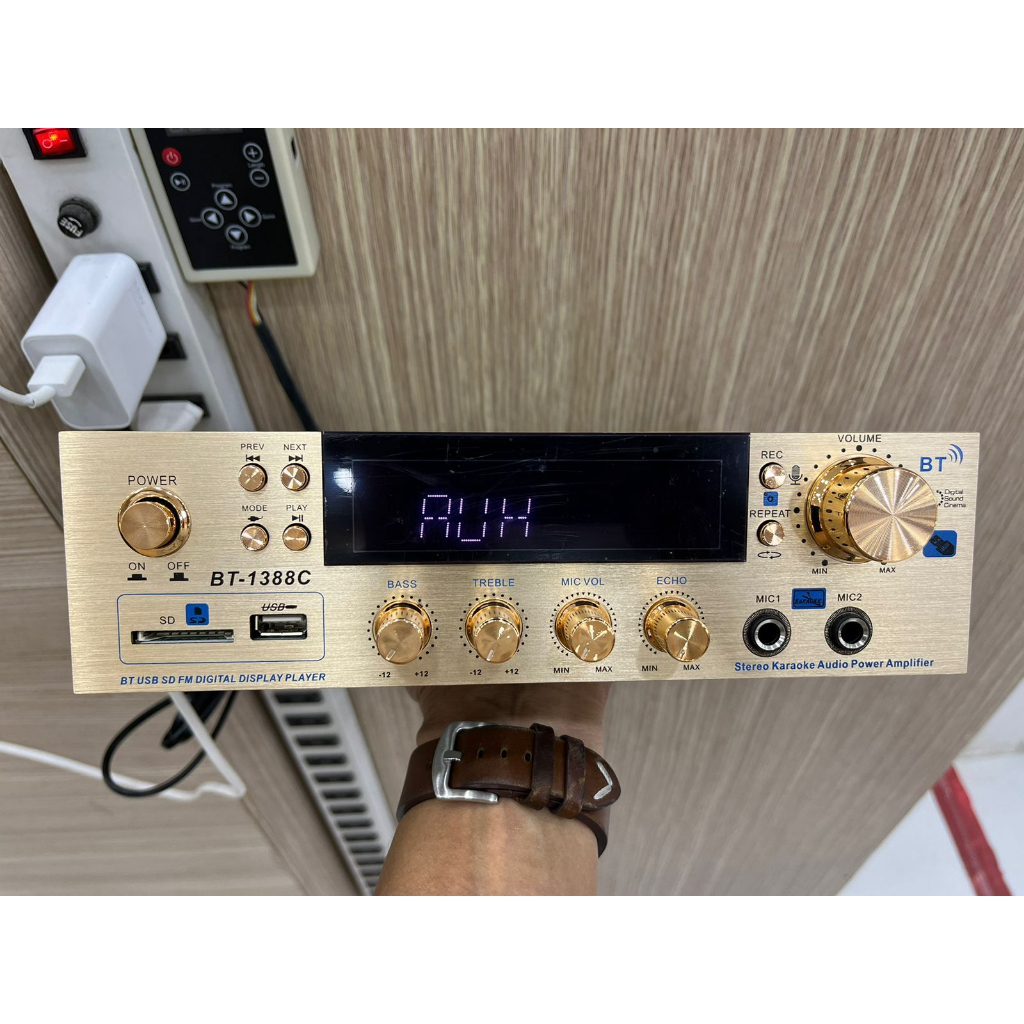Super Amplificador BT-1388, Stereo Bluetooth Amplifier karaoke gravador fm sd card usb Potente Bass