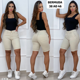 Bermuda de sarja feminina 2024 colorida